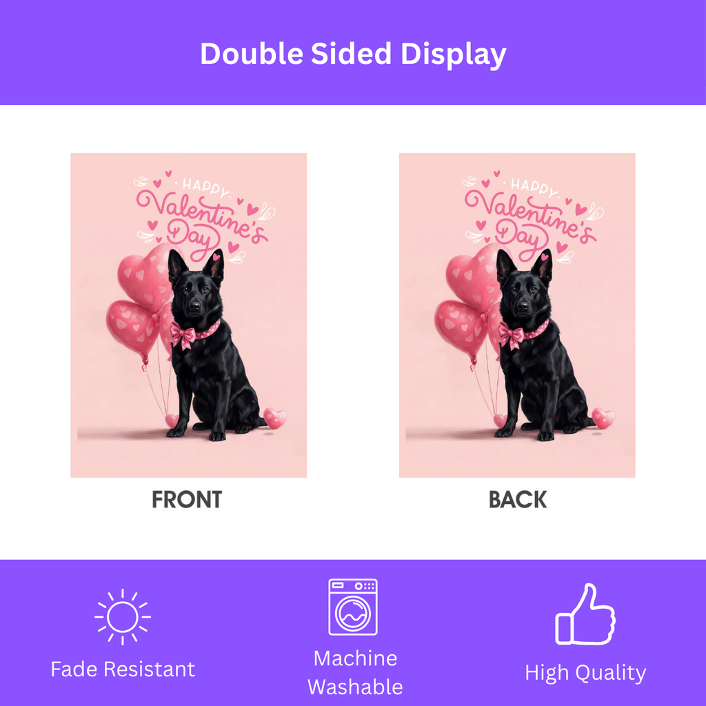 Black German Shepherd Happy Valentine's Day Garden Flag
