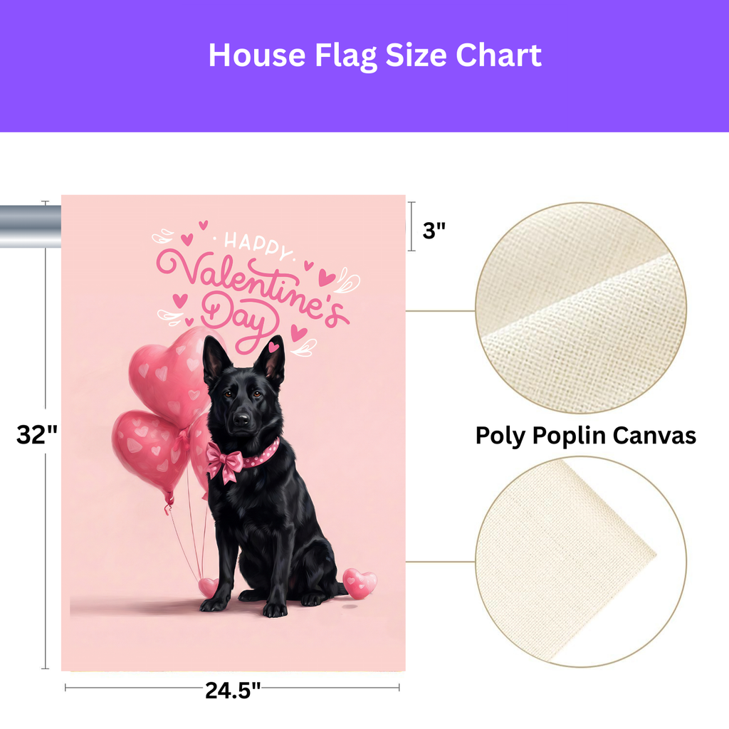Black German Shepherd Happy Valentine's Day Garden Flag