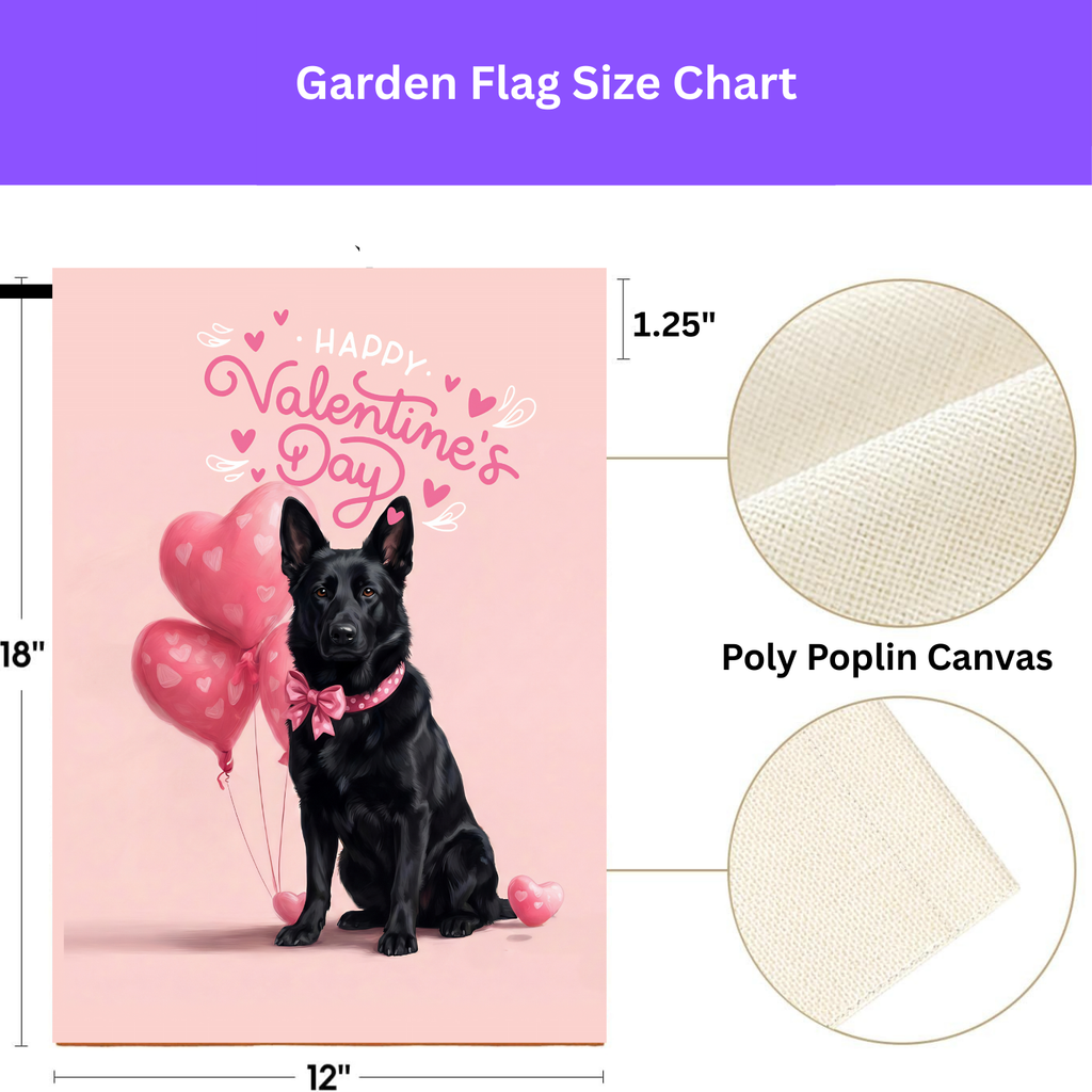 Black German Shepherd Happy Valentine's Day Garden Flag