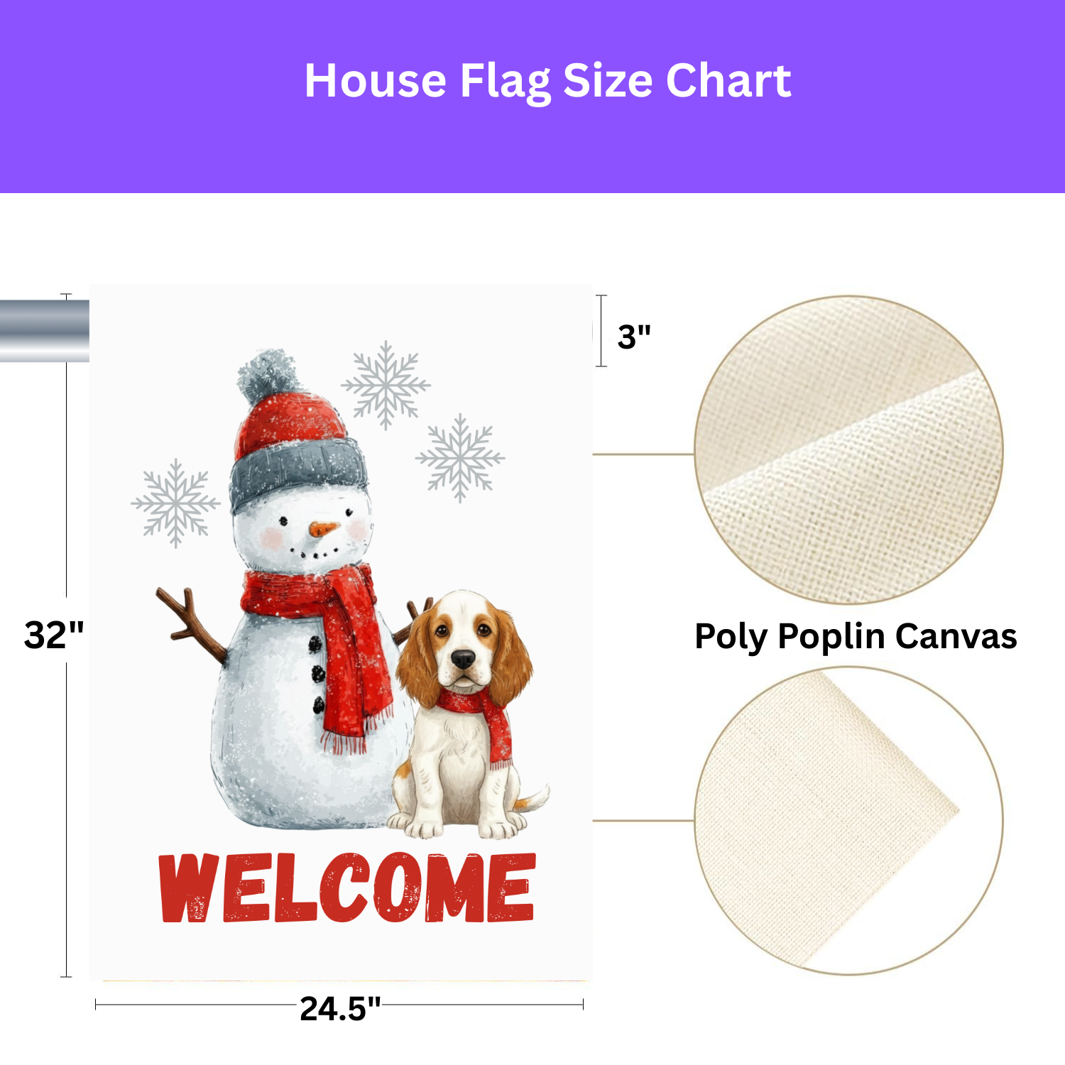 Clubber Spaniel and Snowman Welcome Garden Flag