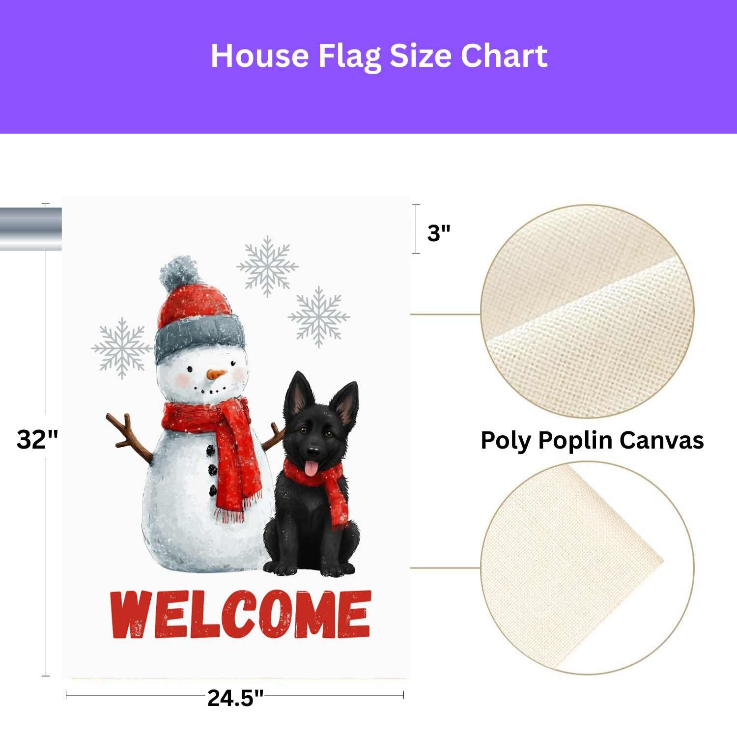 Black German Shepherd and Snowman Welcome Garden Flag
