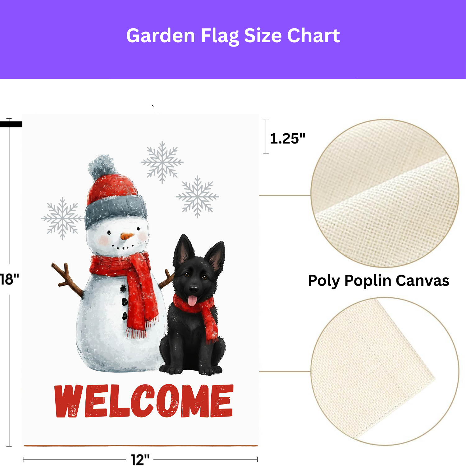Black German Shepherd and Snowman Welcome Garden Flag