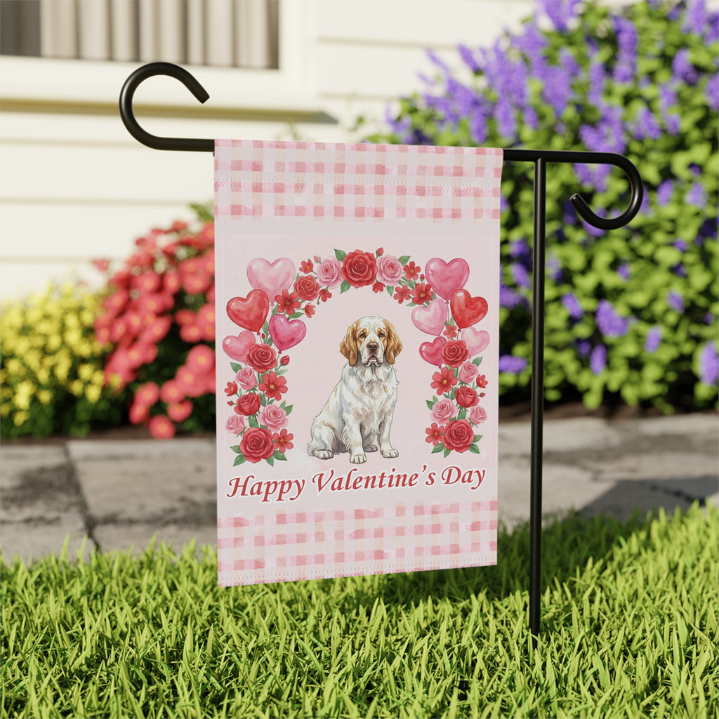 Arch Of Roses Clubber Spaniel Valentine's Day Dog Garden Flag