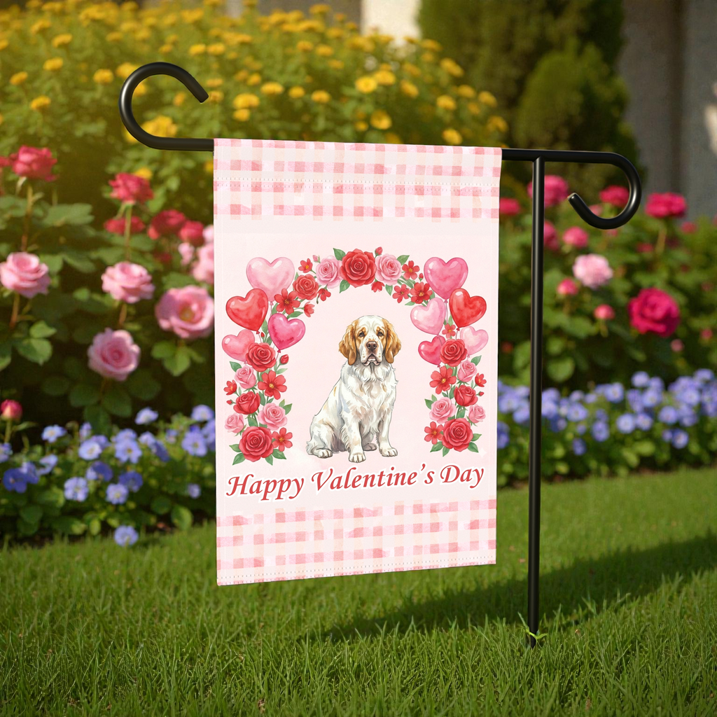 Arch Of Roses Clubber Spaniel Valentine's Day Dog Garden Flag