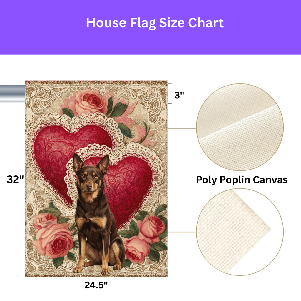 Two Heart Australian Kelpie Valentine Garden Flag