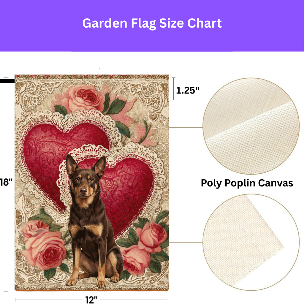 Two Heart Australian Kelpie Valentine Garden Flag
