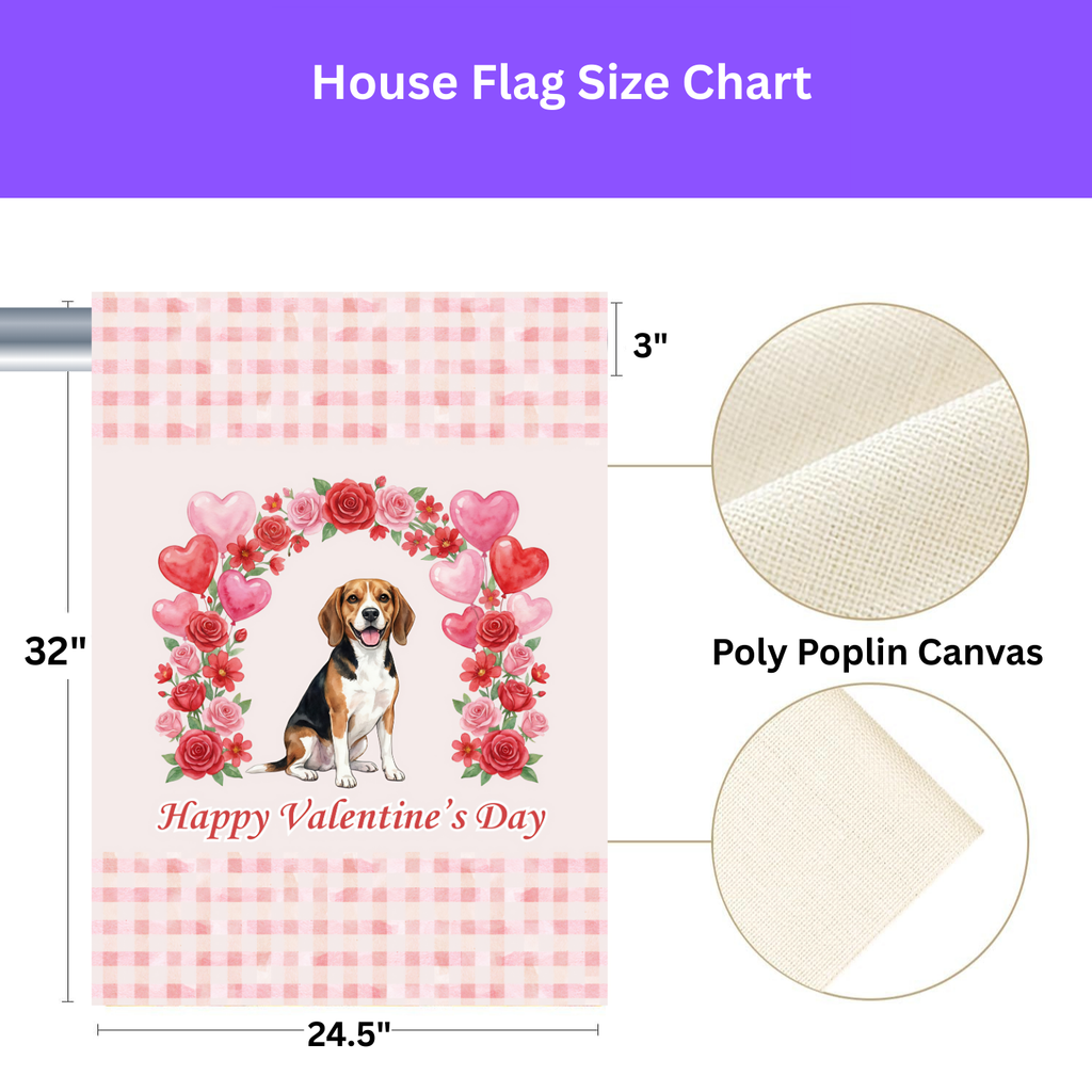 Arch of Roses Beagle Valentine's Day Garden Flag - yard display - Dragonfire Gardens