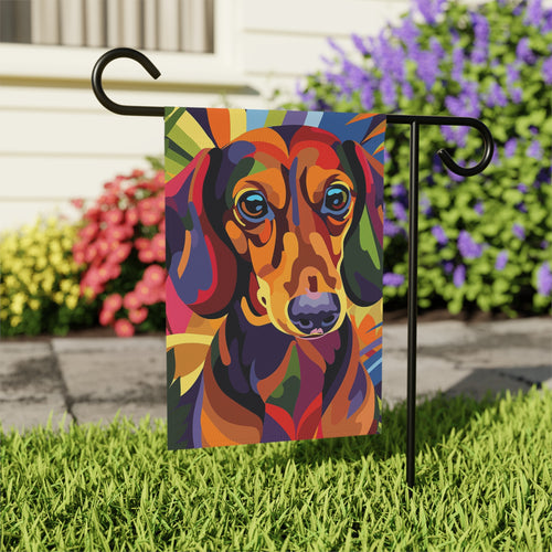 Abstract Colored Dachshund Garden Flag