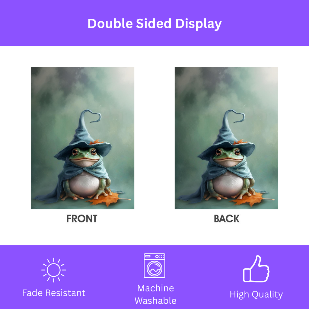 Wizard Frog Garden Flag - yard display - Dragonfire Gardens