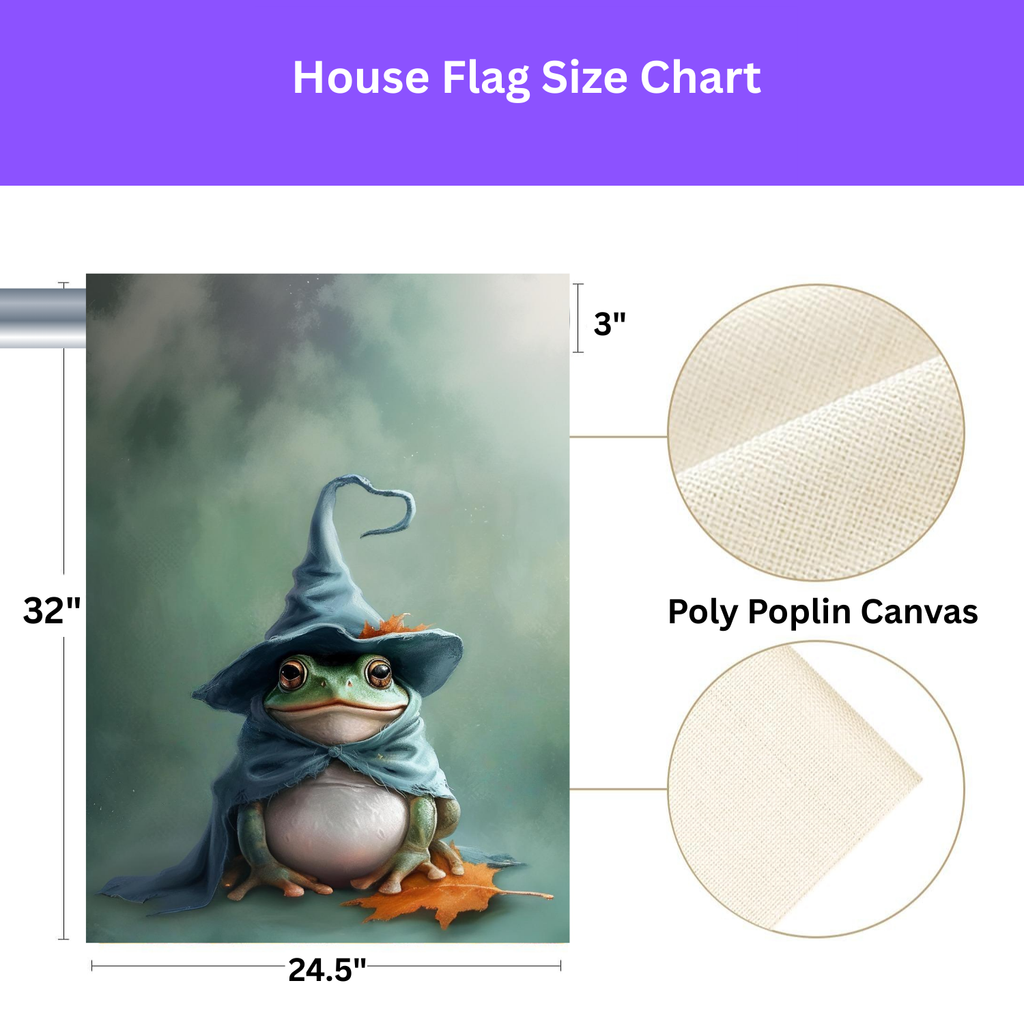 Wizard Frog Garden Flag - double-sided design - Dragonfire Gardens