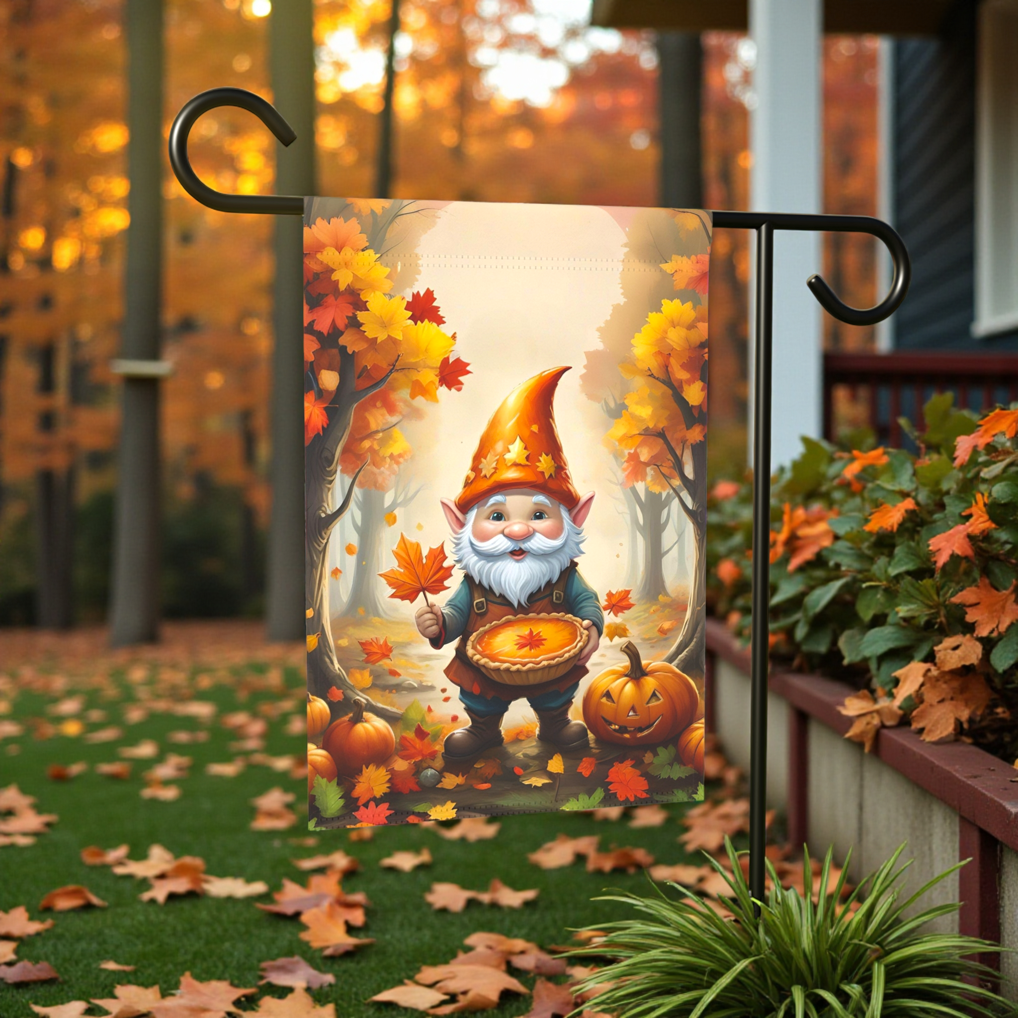 Pumpkin Pie Gnome Garden Flag