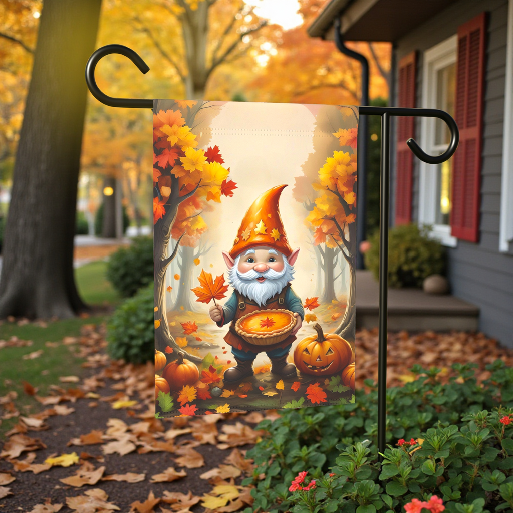 Pumpkin Pie Gnome Garden Flag