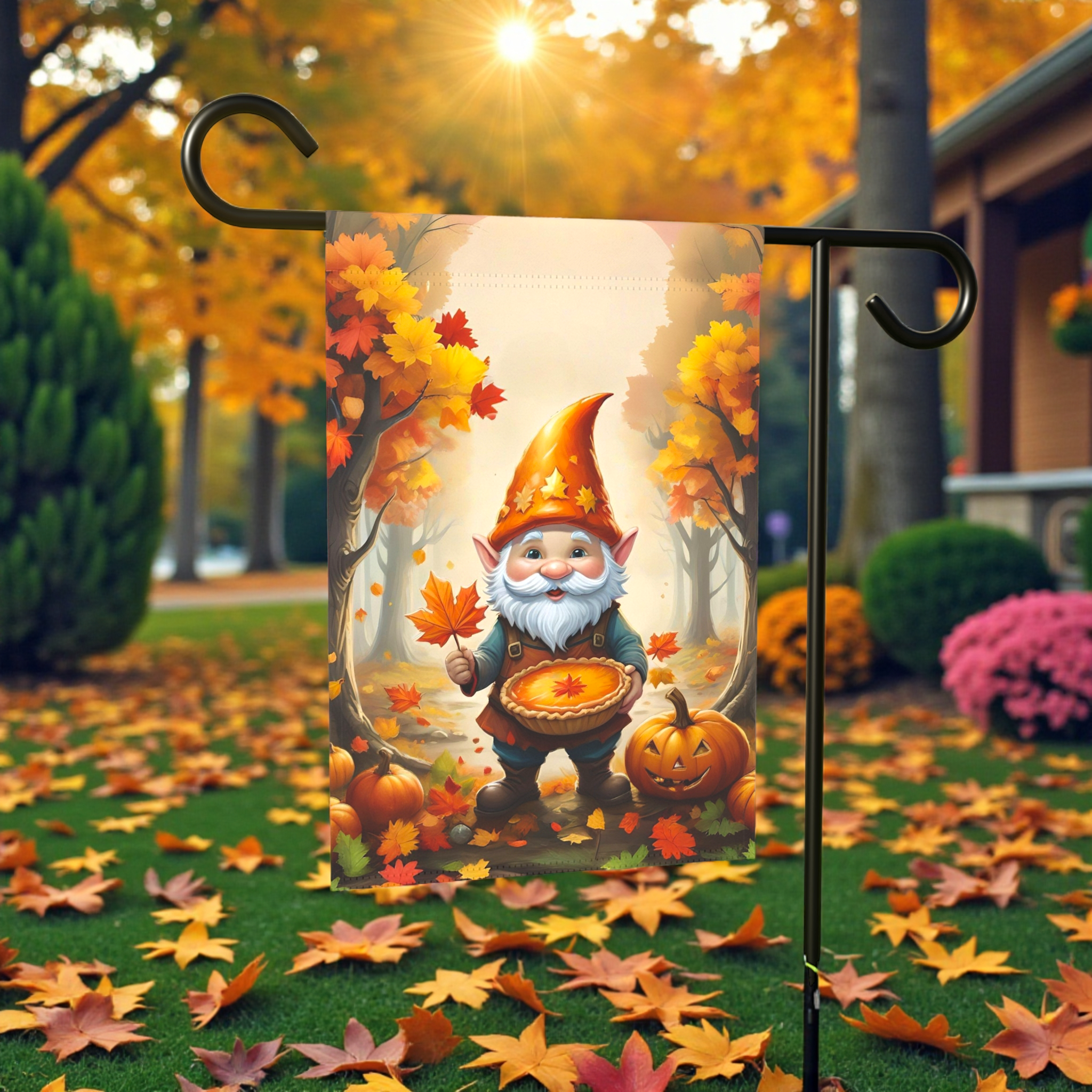 Pumpkin Pie Gnome Garden Flag