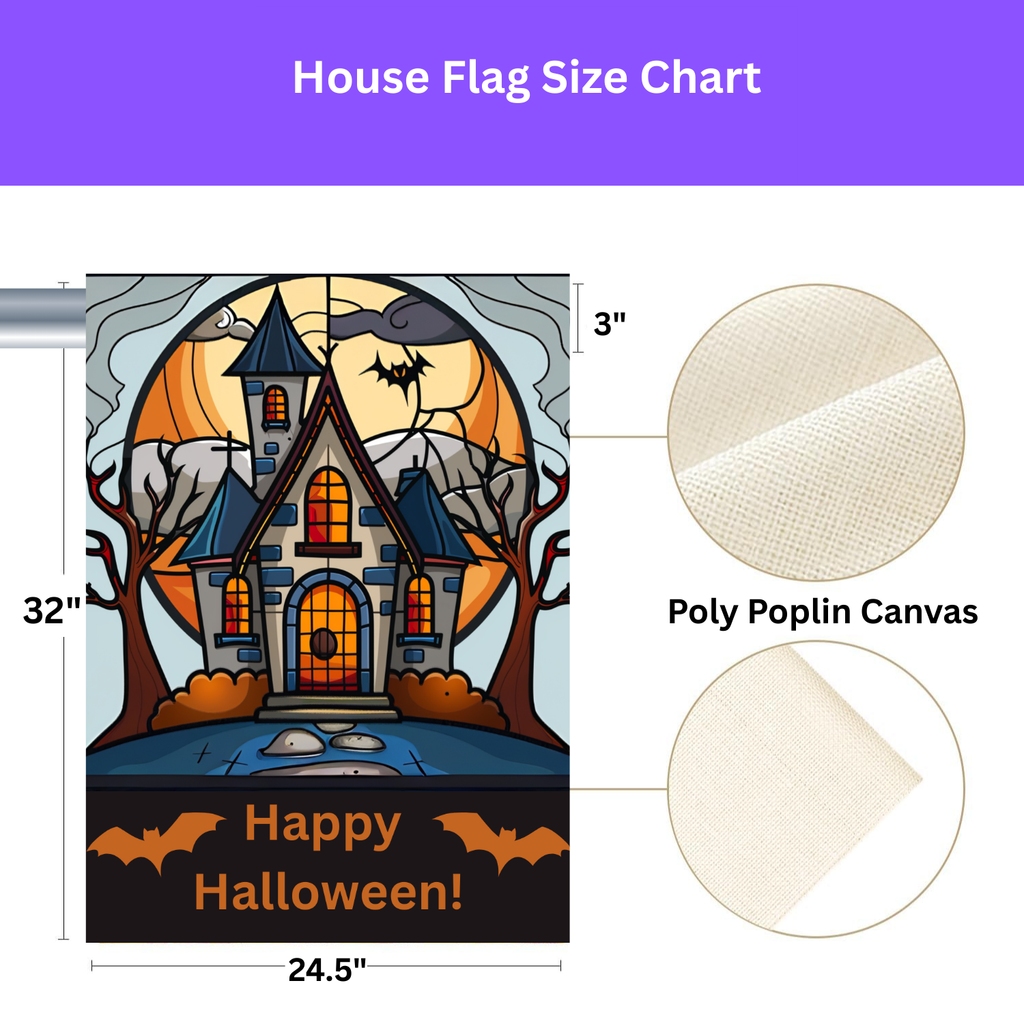 Haunted House Halloween Garden Flag - yard display - Dragonfire Gardens