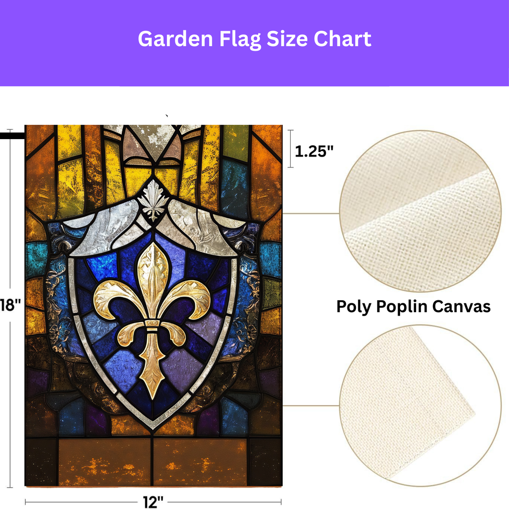 Stained Glass Fleur De Lis Garden Flag - porch decor - Dragonfire Gardens