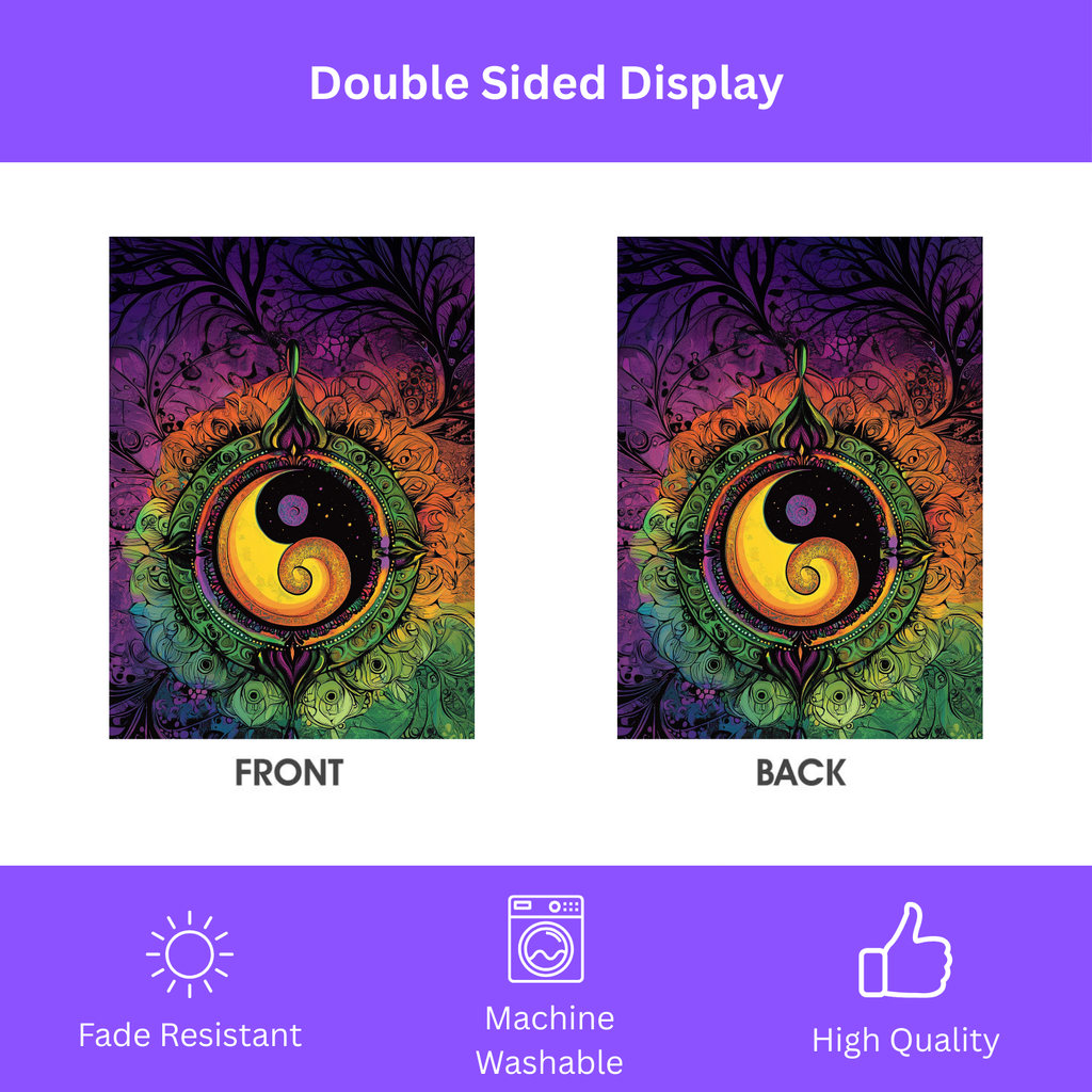 Abstract Yin and Yang Garden Flag - double-sided design - Dragonfire Gardens