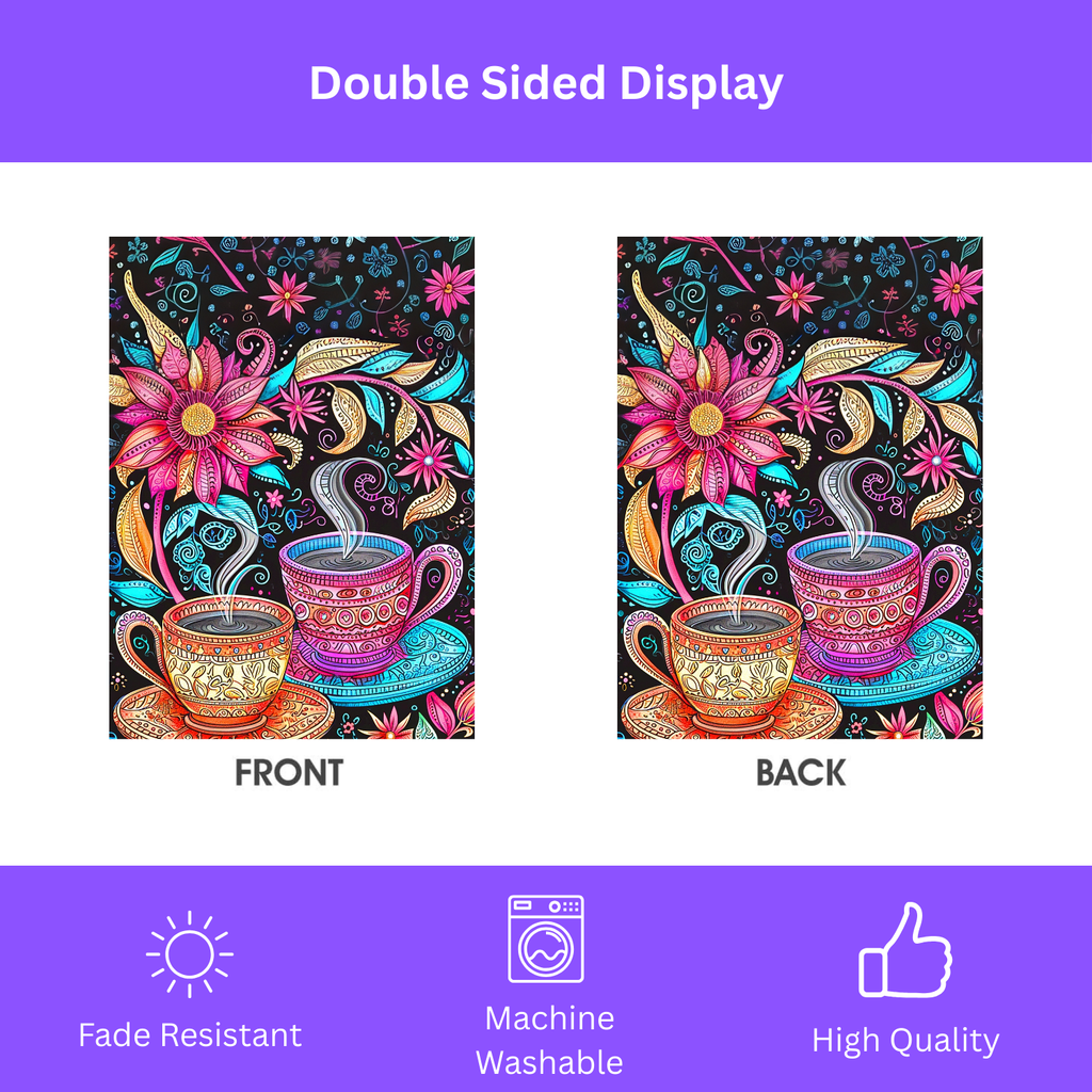 Abstract Cups of Coffee Garden Flag