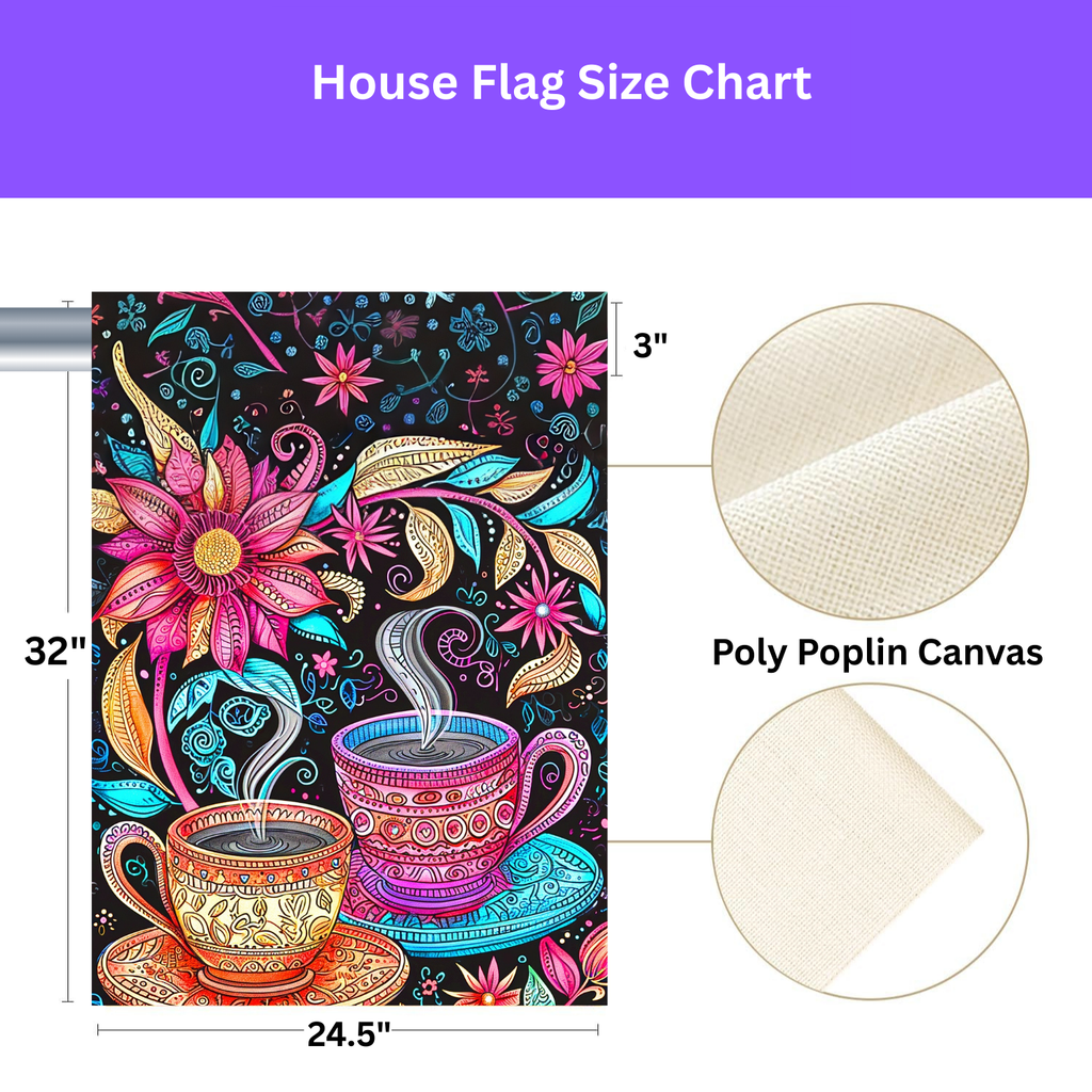 Abstract Cups of Coffee Garden Flag