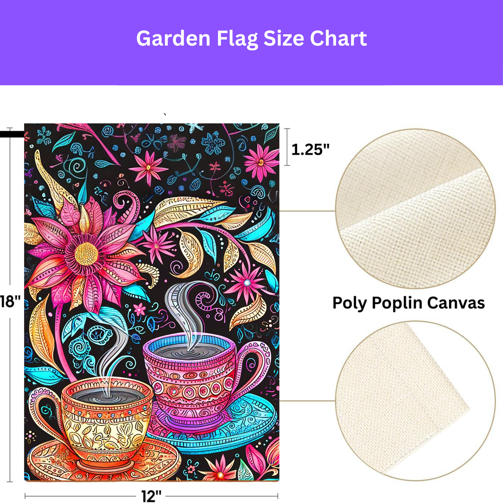 Abstract Cups of Coffee Garden Flag
