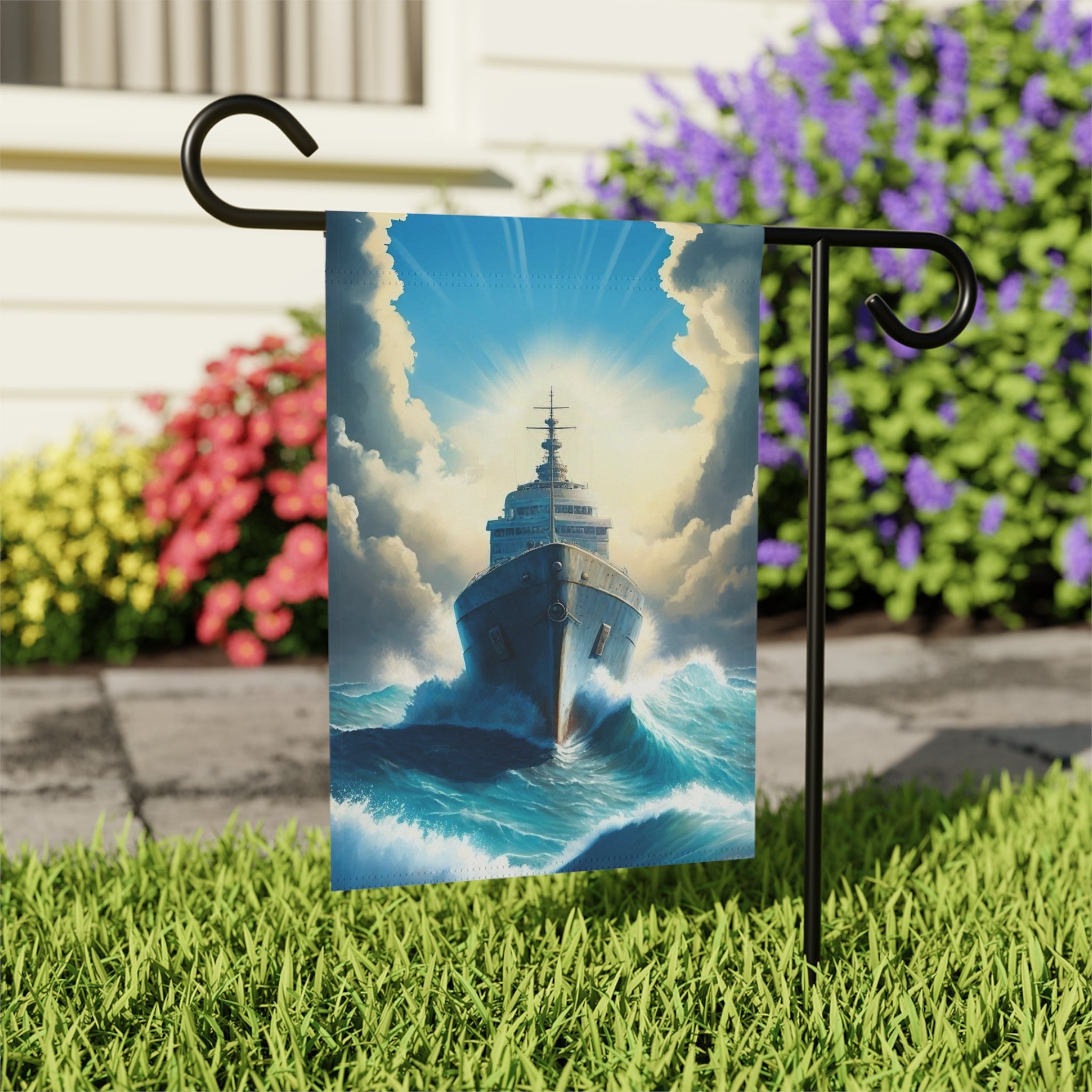 Bright Sunlight Ship Garden Flag