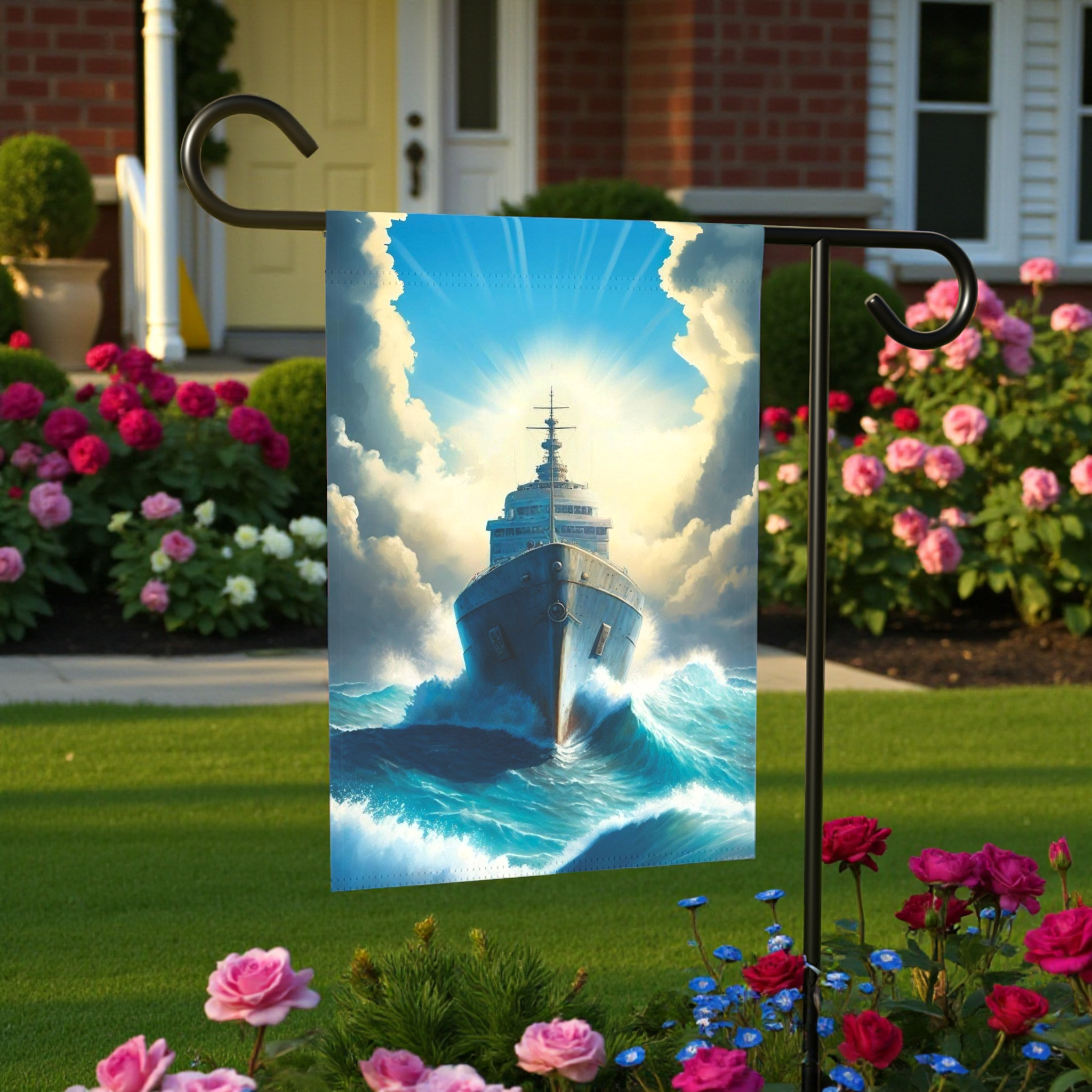 Bright Sunlight Ship Garden Flag