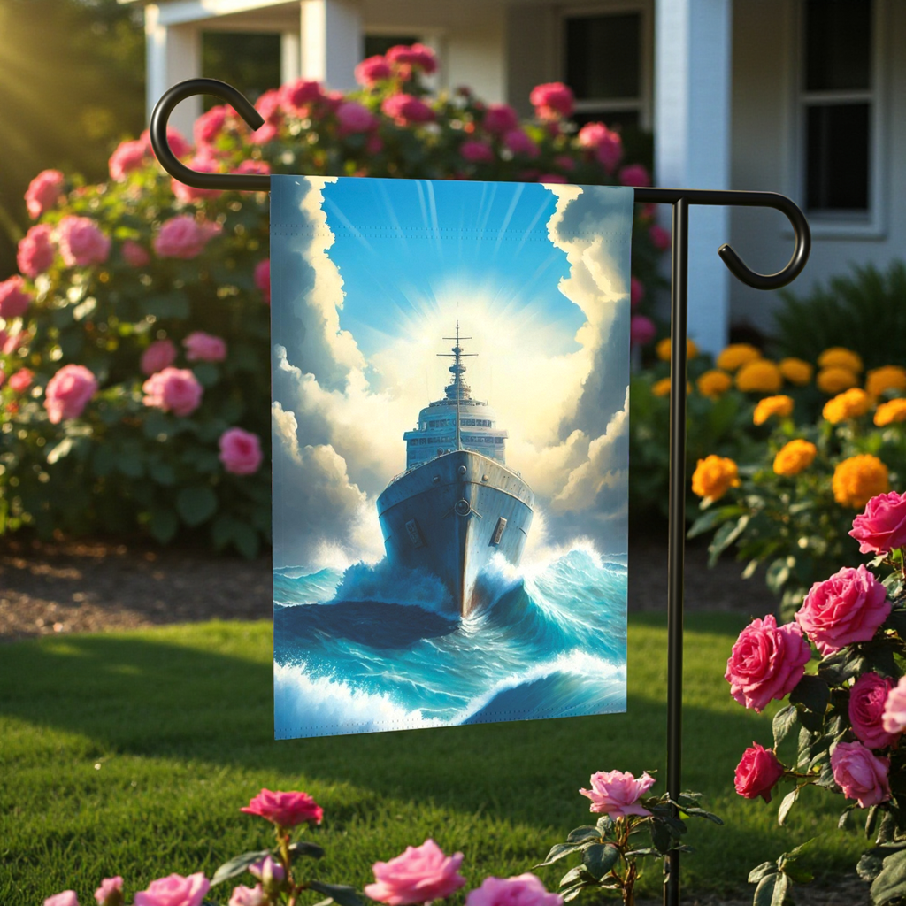 Bright Sunlight Ship Garden Flag