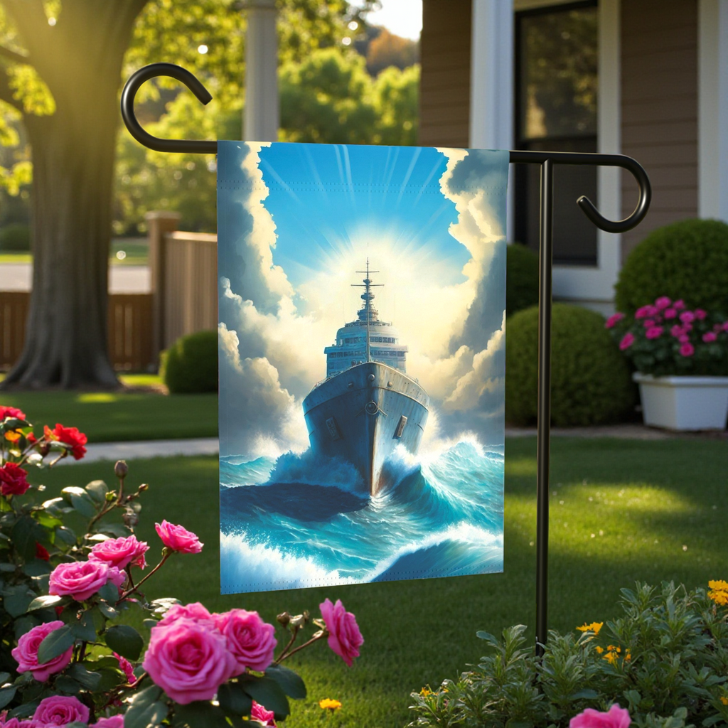 Bright Sunlight Ship Garden Flag