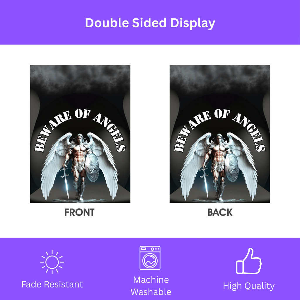Beware of Angels Spiritual Garden Flag - double-sided design - Dragonfire Gardens