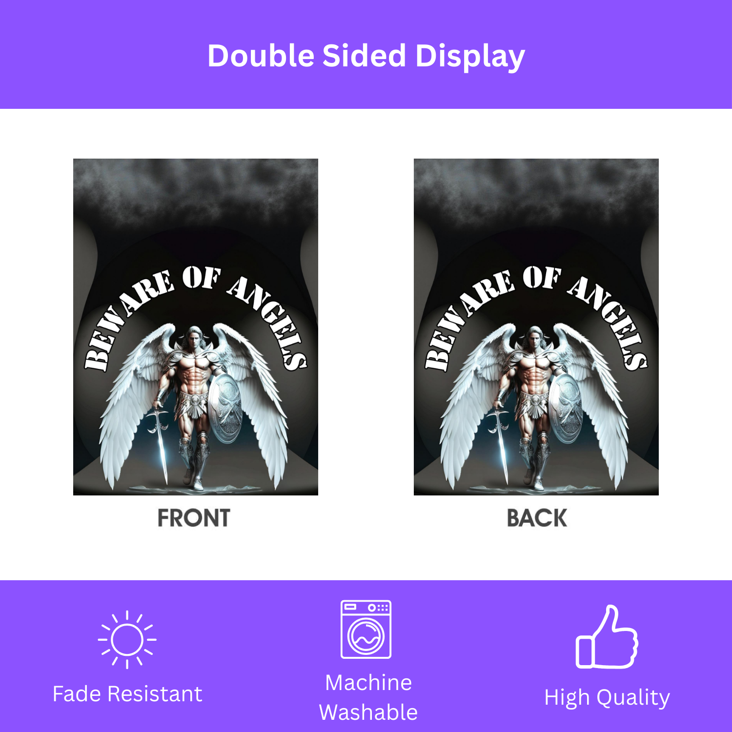 Beware of Angels Spiritual Garden Flag - double-sided design - Dragonfire Gardens