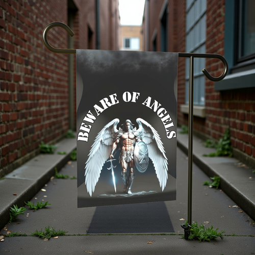 Beware of Angels Spiritual Garden Flag - size comparison - Dragonfire Gardens