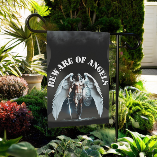 Beware of Angels Spiritual Garden Flag - front view - Dragonfire Gardens