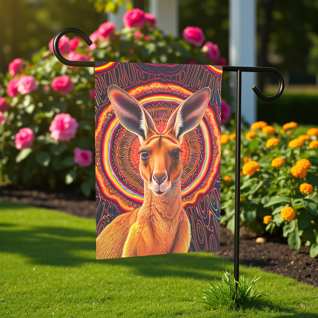 Vibrant Kangaroo Abstract Garden Flag