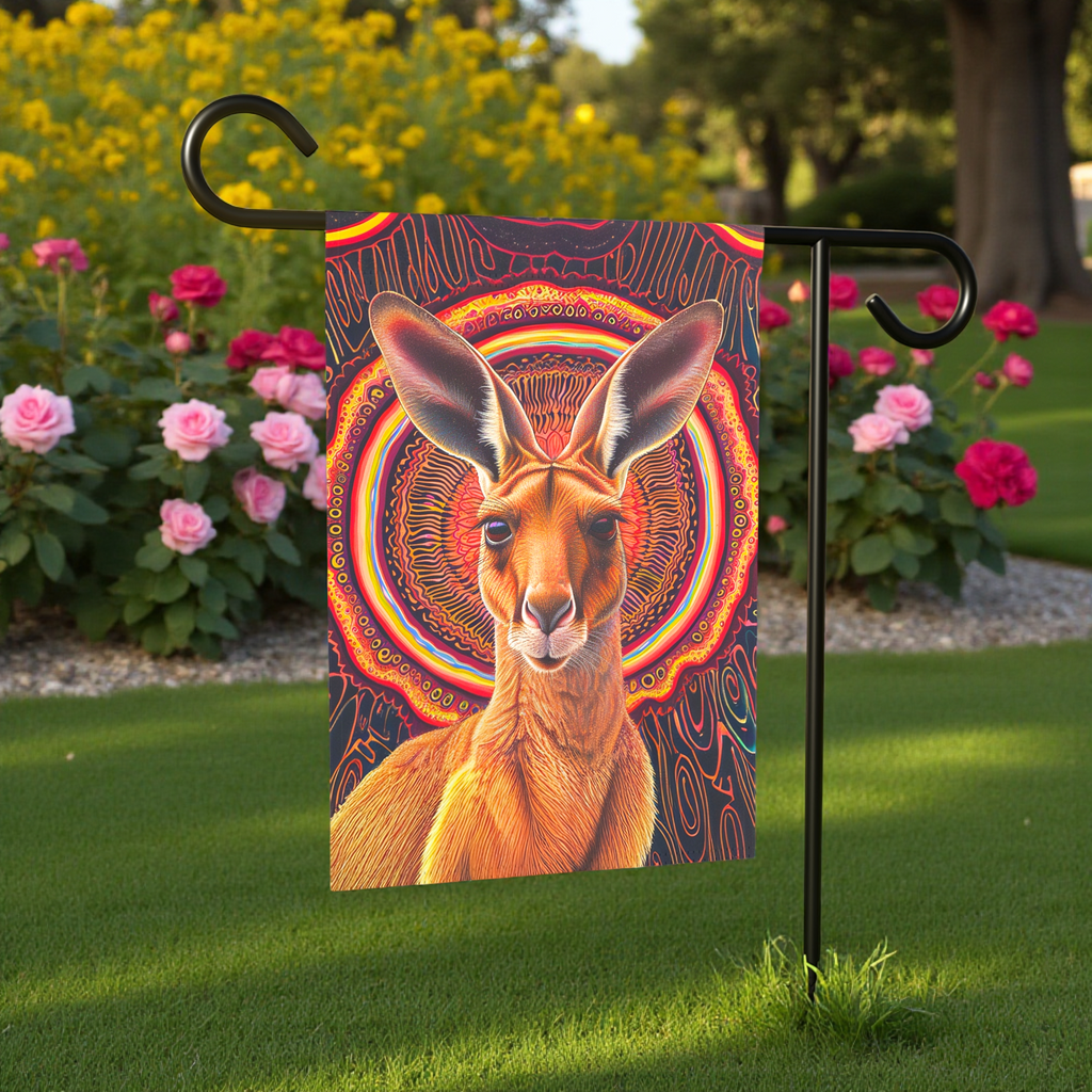 Vibrant Kangaroo Abstract Garden Flag