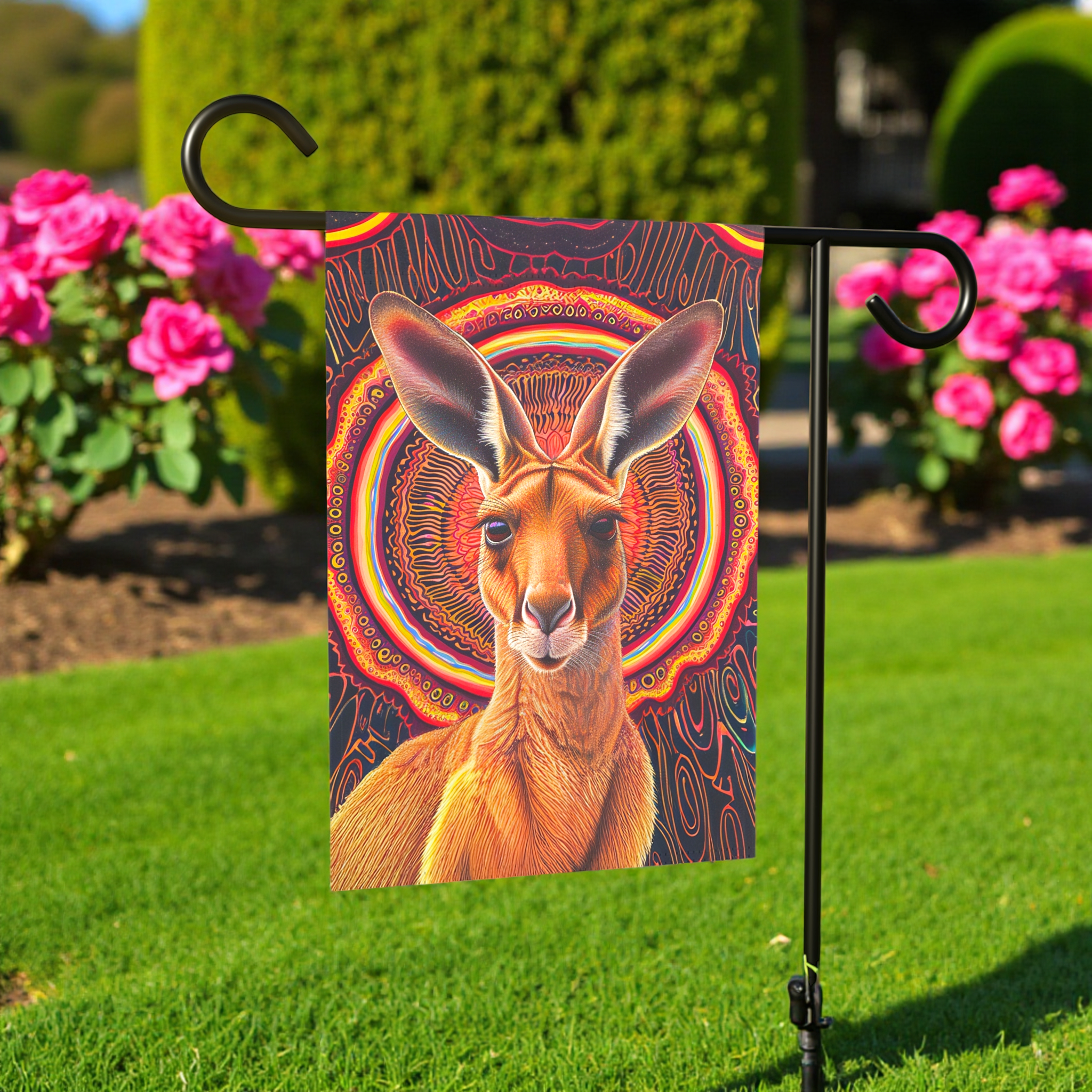 Vibrant Kangaroo Abstract Garden Flag