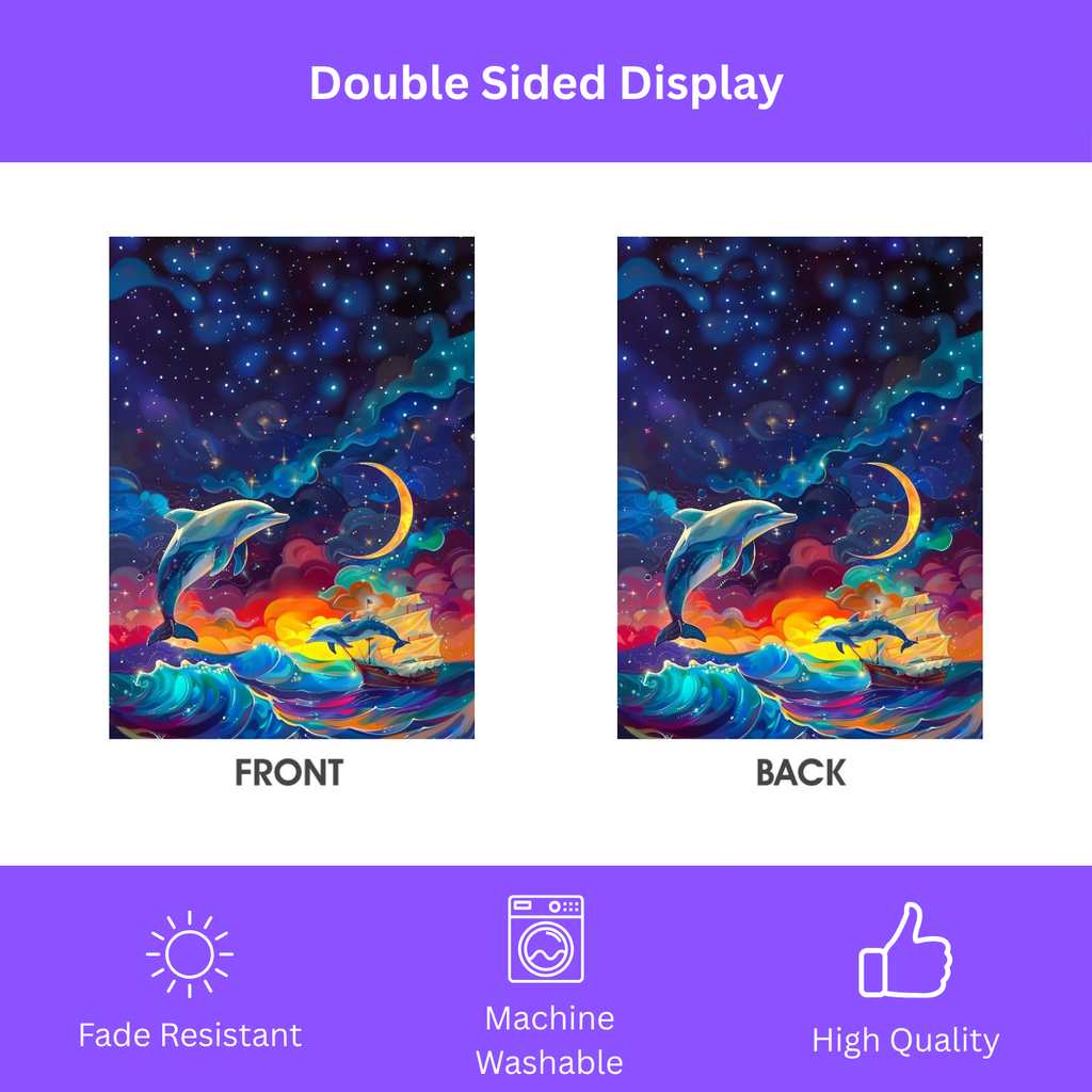 Abstract Sea Dolphin Garden Flag - porch decor - Dragonfire Gardens