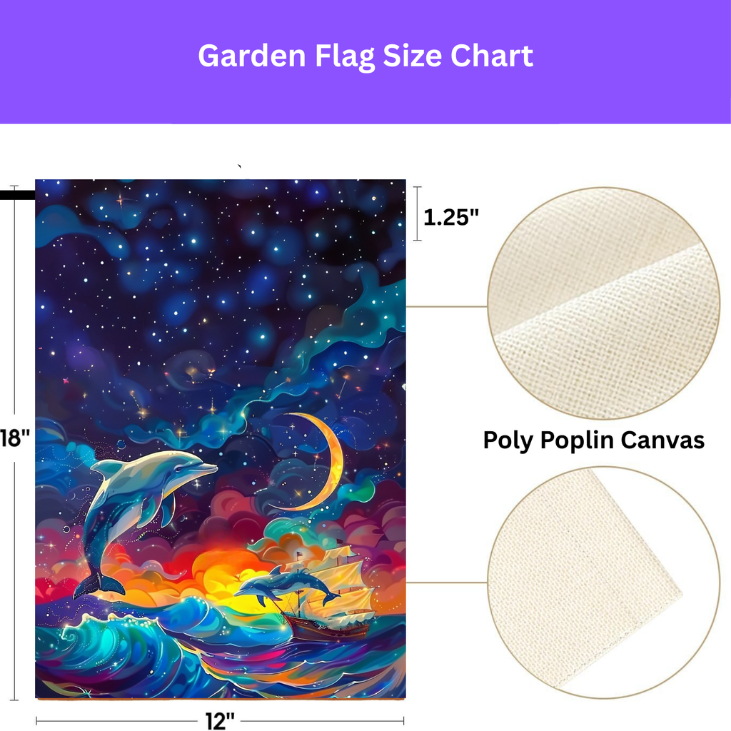 Abstract Sea Dolphin Garden Flag - double-sided design - Dragonfire Gardens