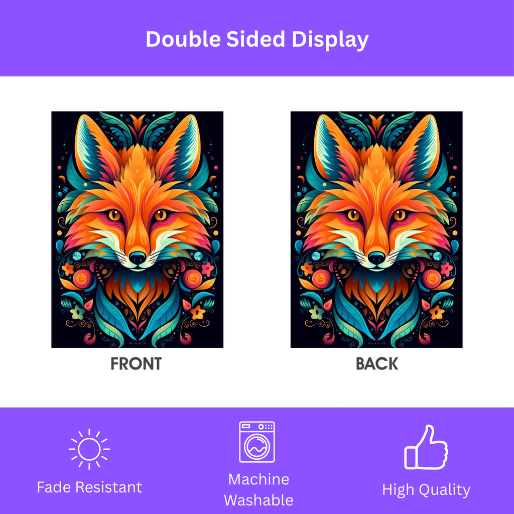 Vibrant Abstract Fox Garden Flag
