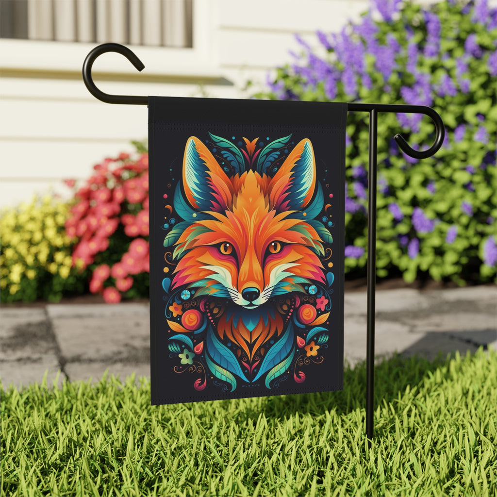 Vibrant Abstract Fox Garden Flag