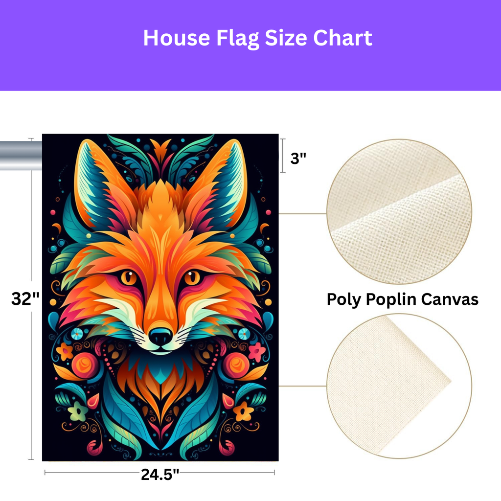Vibrant Abstract Fox Garden Flag