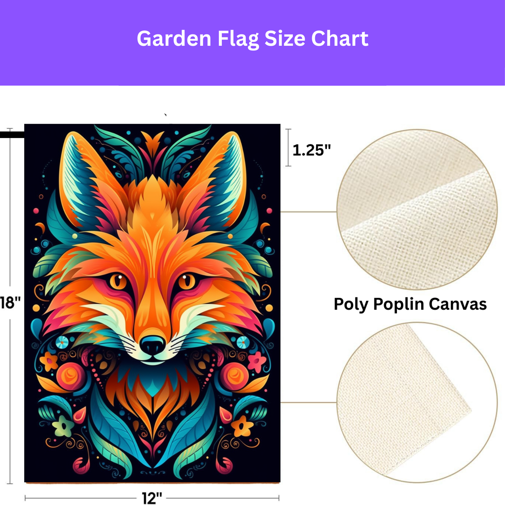 Vibrant Abstract Fox Garden Flag
