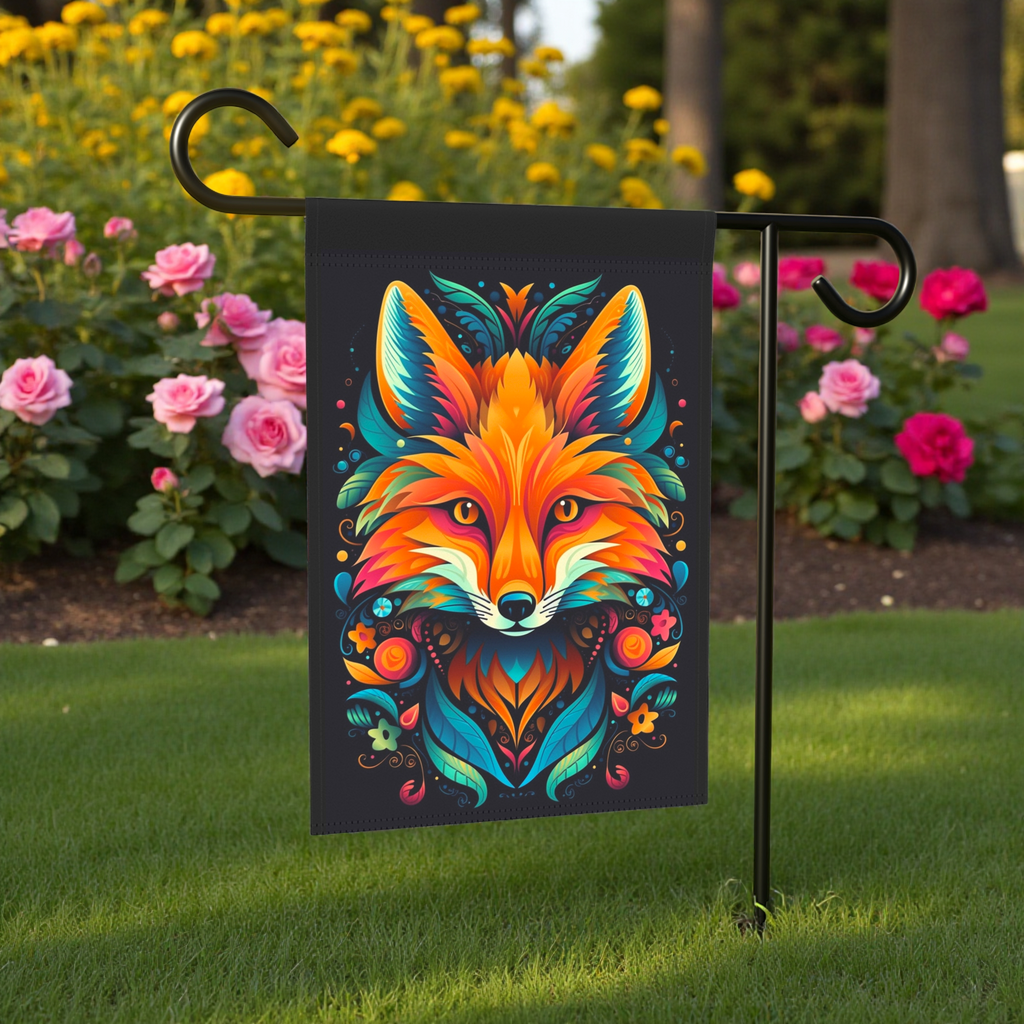 Vibrant Abstract Fox Garden Flag