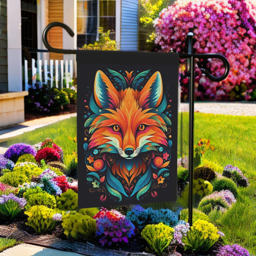 Vibrant Abstract Fox Garden Flag