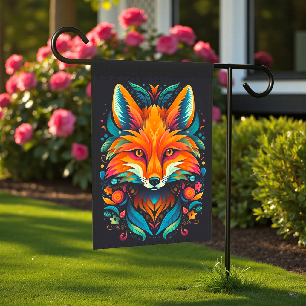 Vibrant Abstract Fox Garden Flag
