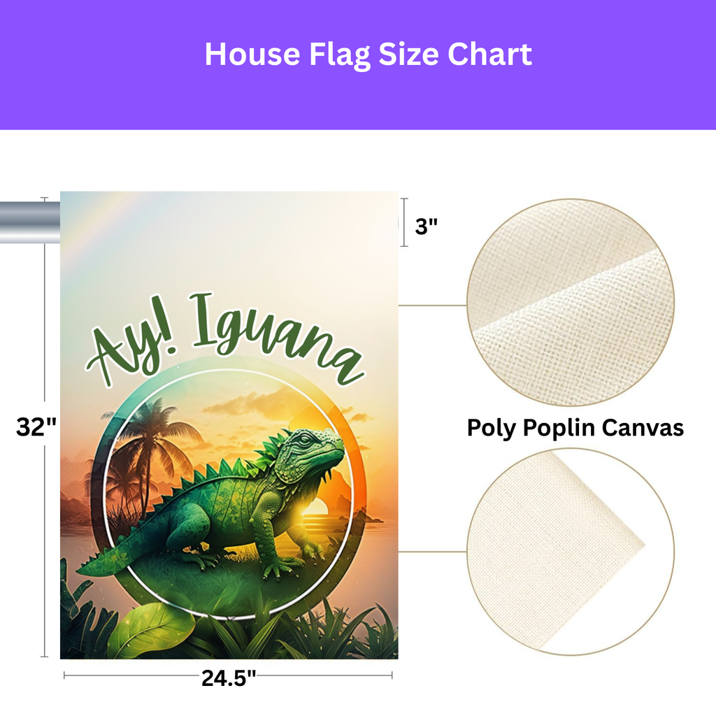 Ay! Iguana Garden Flag - yard display - Dragonfire Gardens