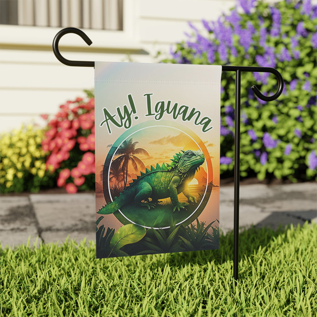 Ay! Iguana Garden Flag - outdoor display - Dragonfire Gardens