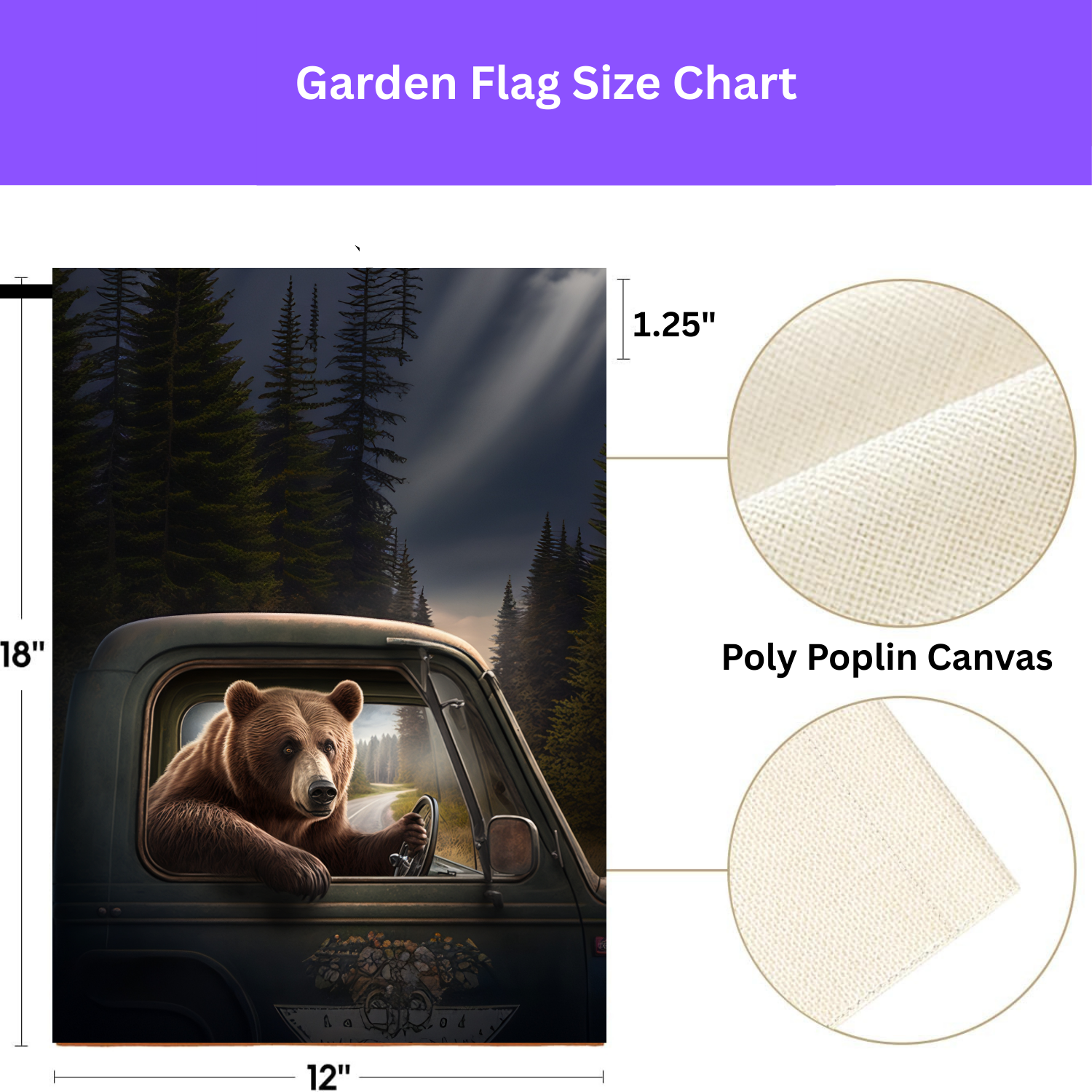 Bear Driving Garden Flag - yard display - Dragonfire Gardens