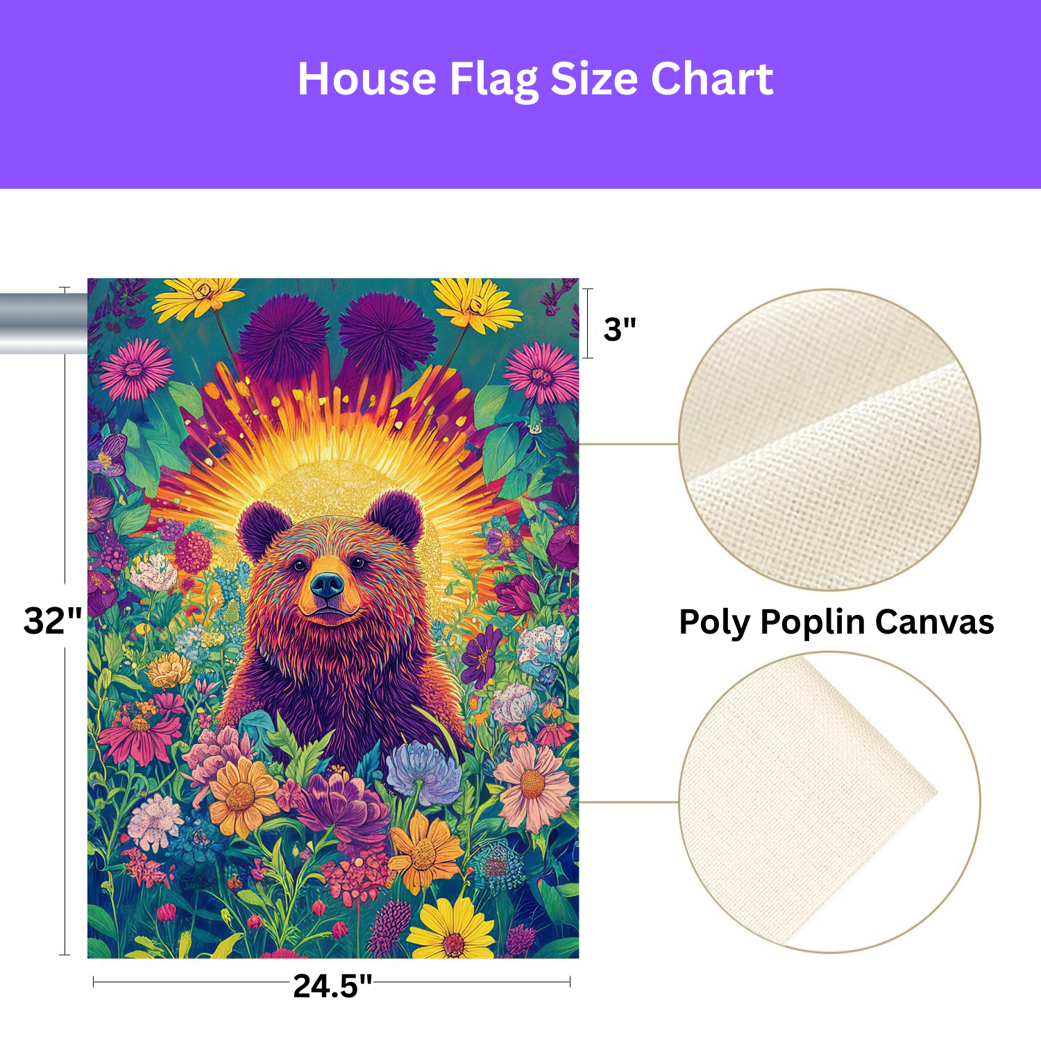 Bear in Flowers Garden Flag