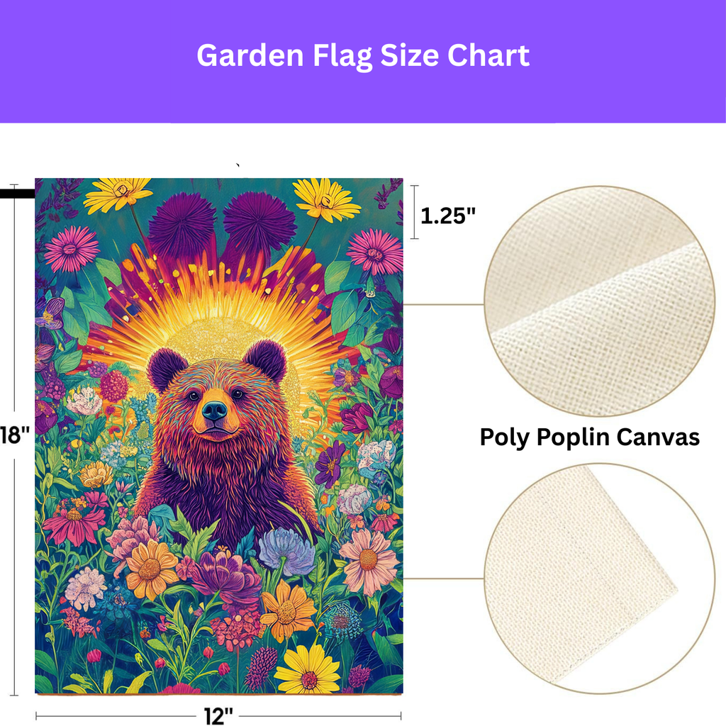 Bear in Flowers Garden Flag