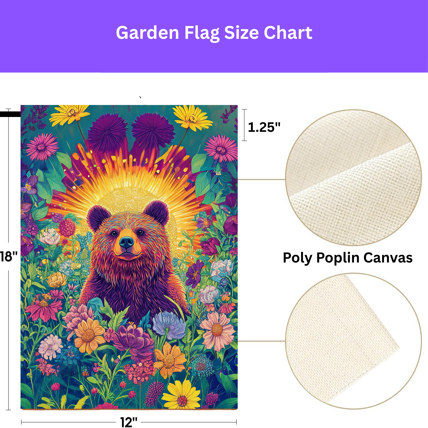 Bear in Flowers Garden Flag