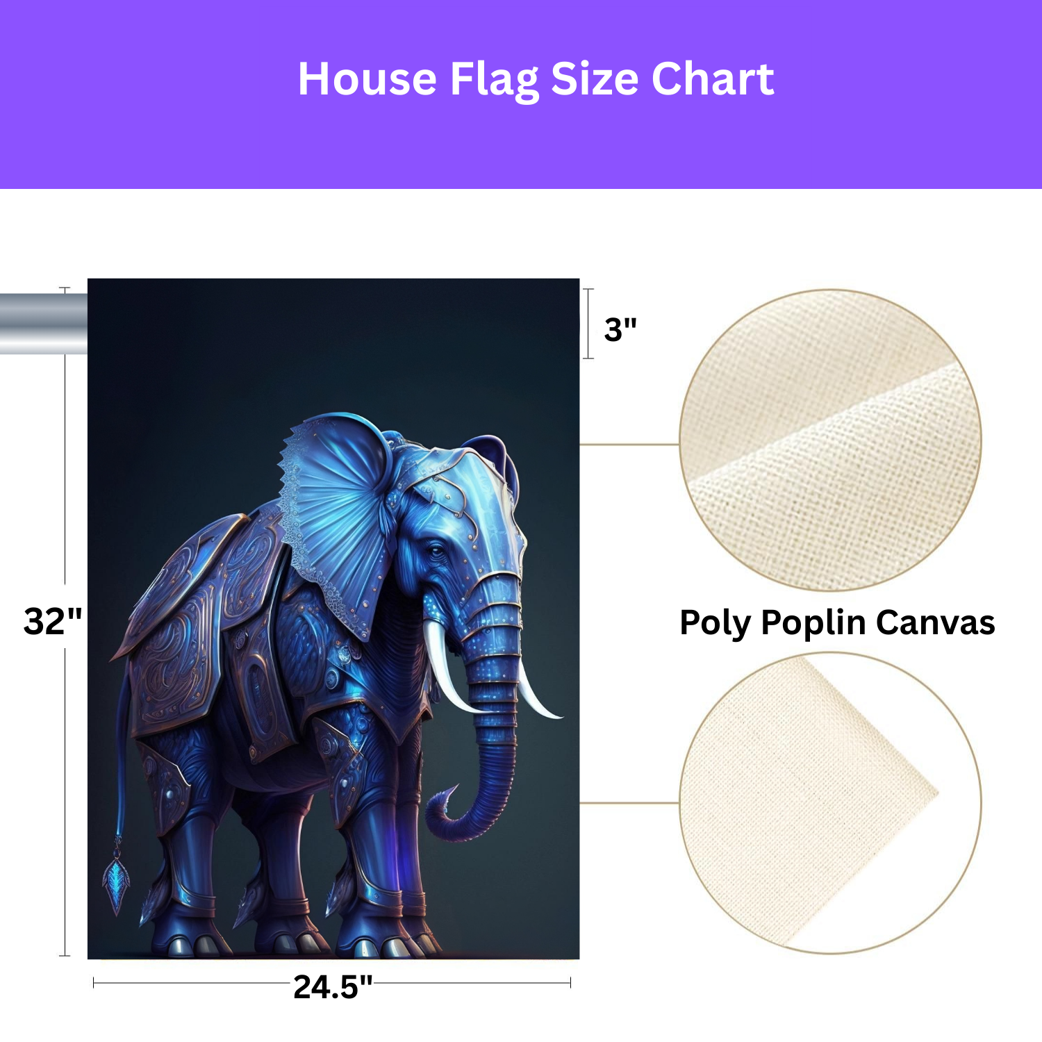 Blue Armor Elephant Garden Flag - porch decor - Dragonfire Gardens